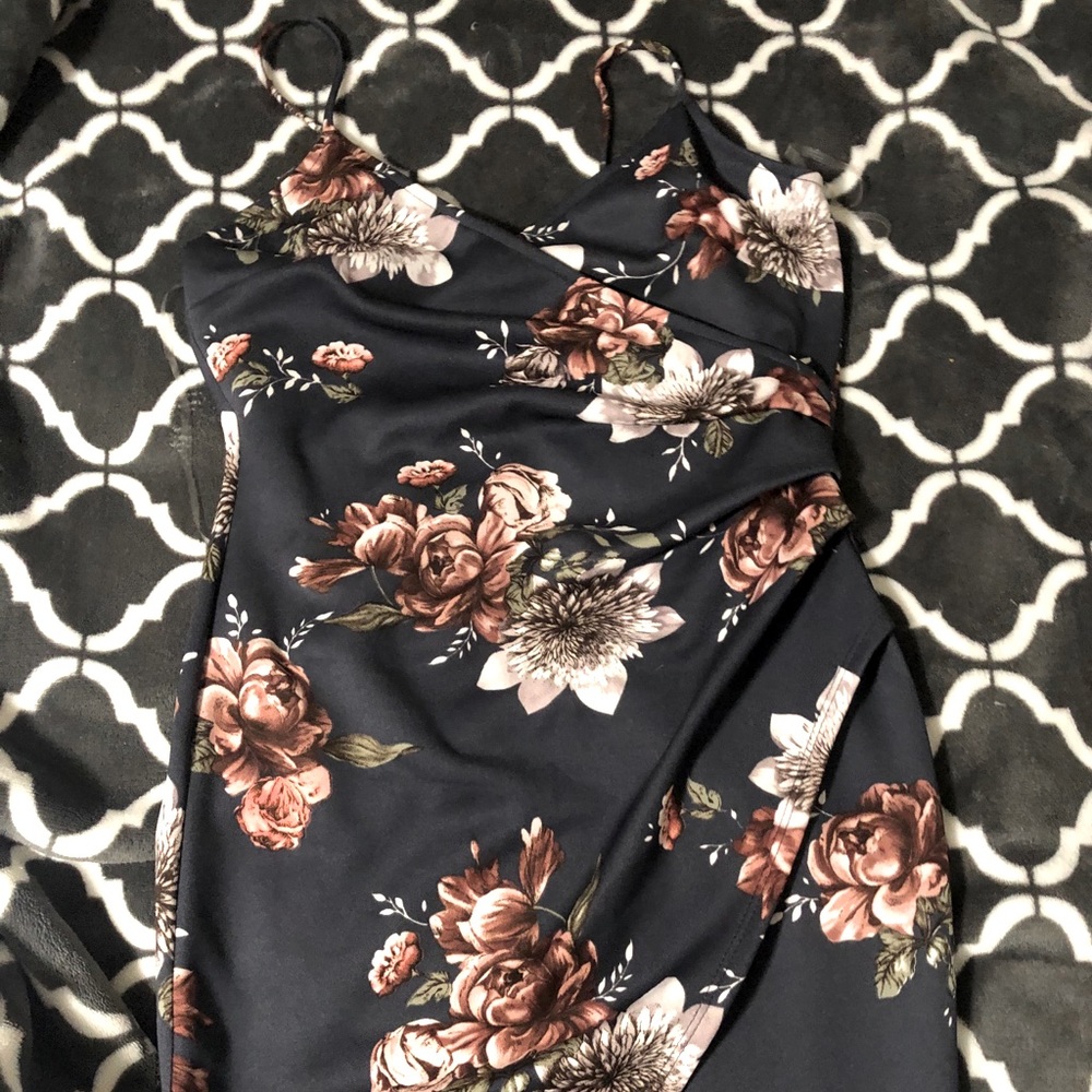Navy floral mini dress